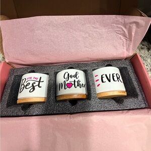 Set of Three White and Pink planters